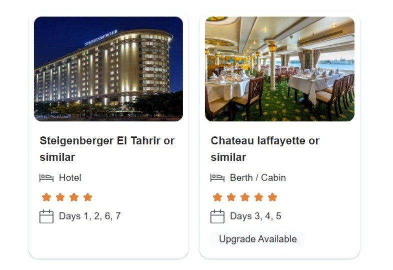 Egypt Tour Package Accommodations